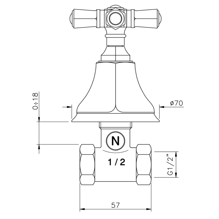 Nicolazzi Teide Вентиль запорный 1/2”, цвет: хром Nicolazzi Teide Вентиль запорный 1/2”, цвет: хром