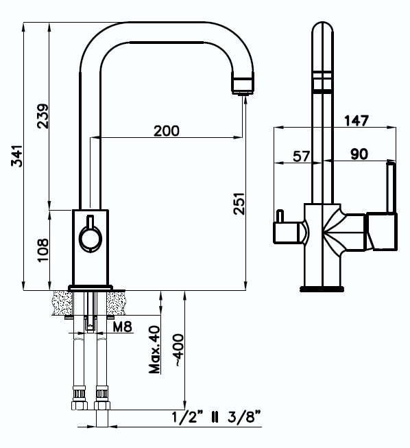 Rivelato Смеситель для кухни Tovel Г-обр. с краном питьевой воды D-35мм cromo арт., артикул 9025200 cromo