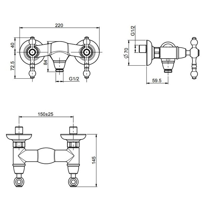 FIMA|Carlo Frattini Epoque Смеситель для душа внешнего монтажа, цвет хром, артикул F5055/1CR