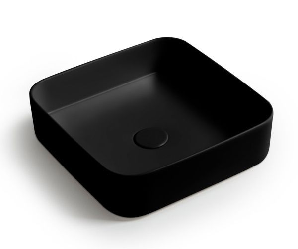 White Ceramic Blade, накладная квадратная раковина 40x40x11,5h см, цвет черный матовый