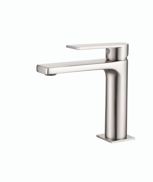 AQG Alpha, однорычажный смеситель для раковины без донного клапана, цвет никель сатин (PVD)