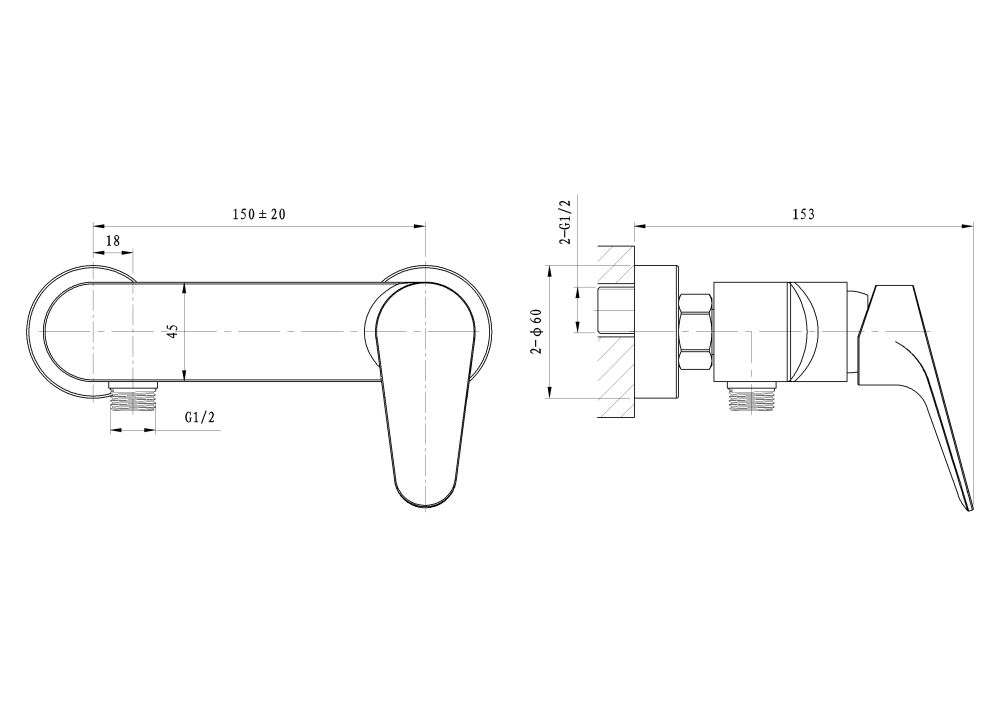 Смеситель для душа WONZON & WOGHAND BALANCE, Хром (WW-054101-CR)