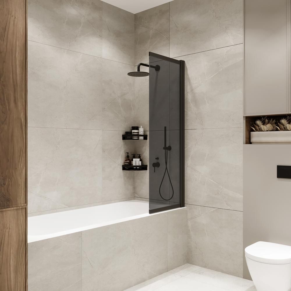 Шторка на ванну слайдер Terminus Ното 150х90 тонированная, черный