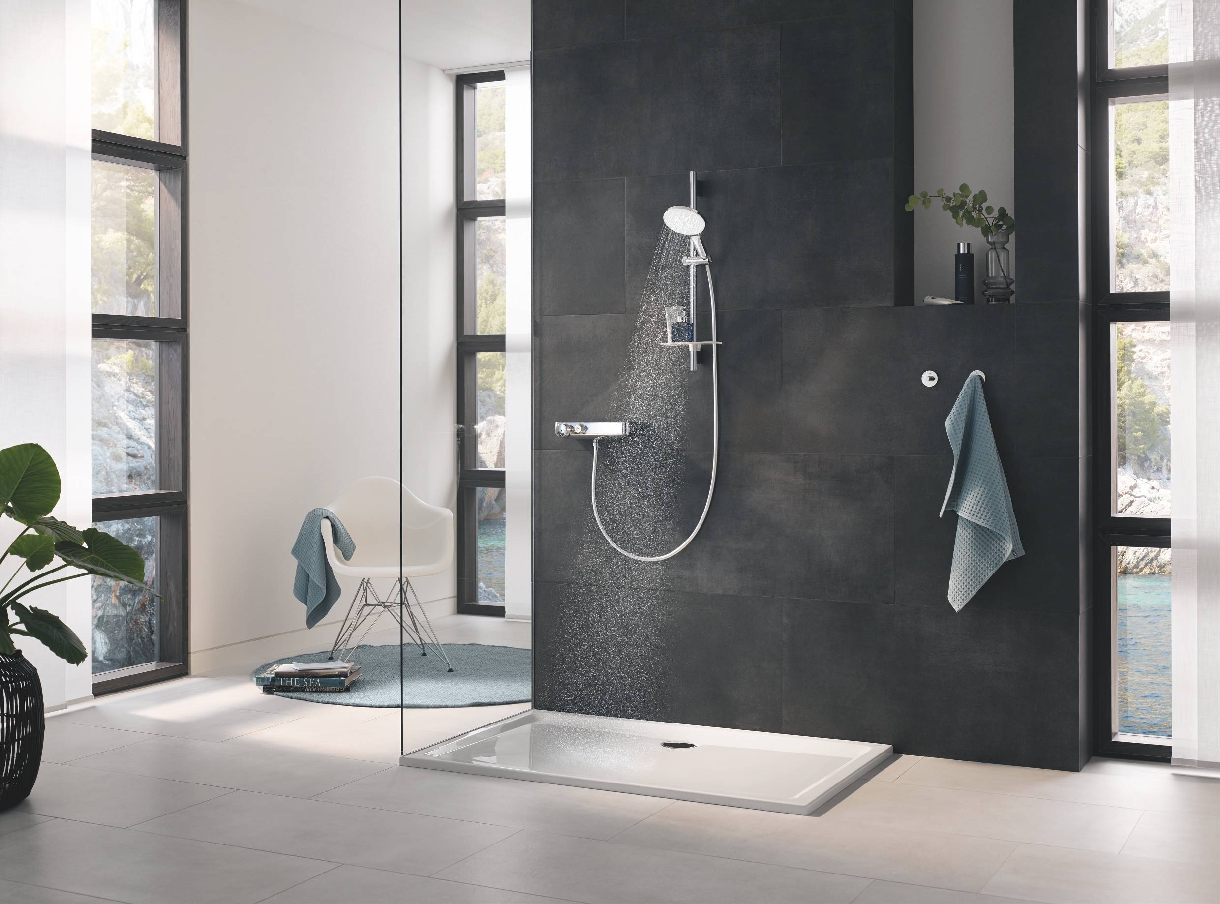 Душевой гарнитур GROHE Rainshower SmartActive 150, 3 вида струй, белая луна (26592LS0)