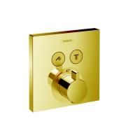 Смеситель для душа, Hansgrohe, ShowerSelect, тип открывания воды-нажимной (кнопки), тип регулирования воды-термостатический картридж, тип установки-встраиваемый, внутренняя часть-необходимо заказать, цвет-полированное золото, комплектация-ручка, накладка, Смеситель для душа, Hansgrohe, ShowerSelect, тип открывания воды-нажимной (кнопки), тип регулирования воды-термостатический картридж, тип установки-встраиваемый, внутренняя часть-необходимо заказать, цвет-полированное золото, комплектация-ручка, накладка,