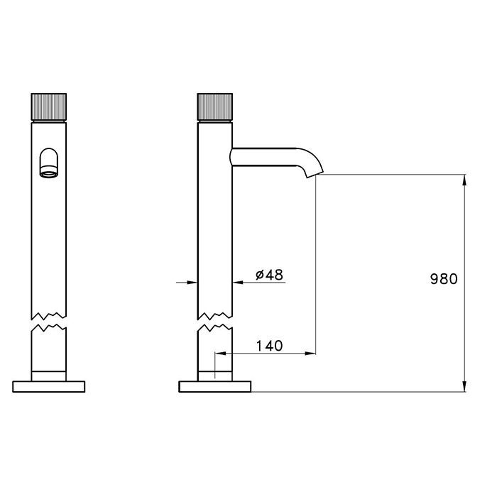 Stella Sirius Смеситель для напольной раковины H=98см до излива, без внутренней части UN0155, цвет черный матовый PVD