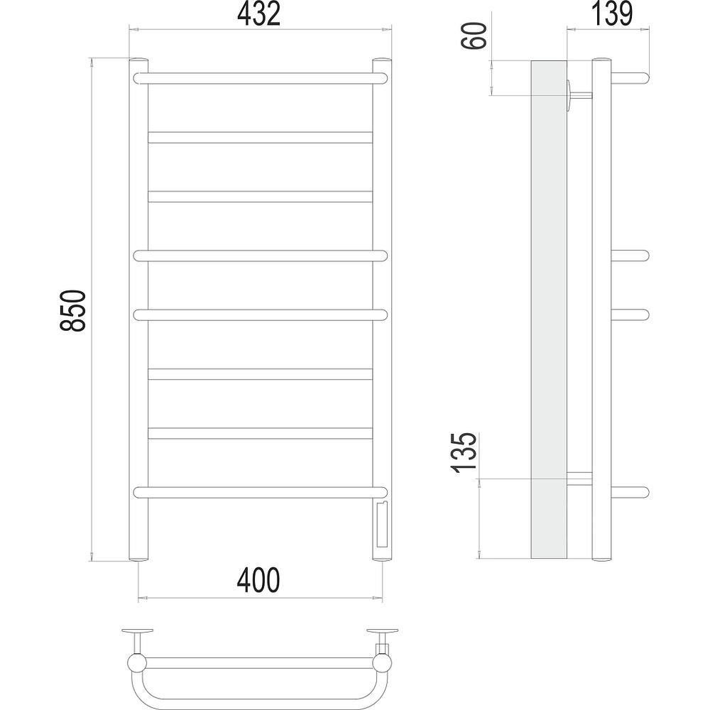 Полотенцесушитель электрический Terminus Евромикс П8 40х85, артикул 4670078531285
