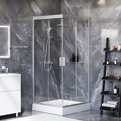 Комплект душевого уголка AM.PM Gem 90х90 WK90DF профиль Серый стекло прозрачное с поддоном с душевой системой и аксессуарами Комплект душевого уголка AM.PM Gem 90х90 WK90DF профиль Серый стекло прозрачное с поддоном с душевой системой и аксессуарами