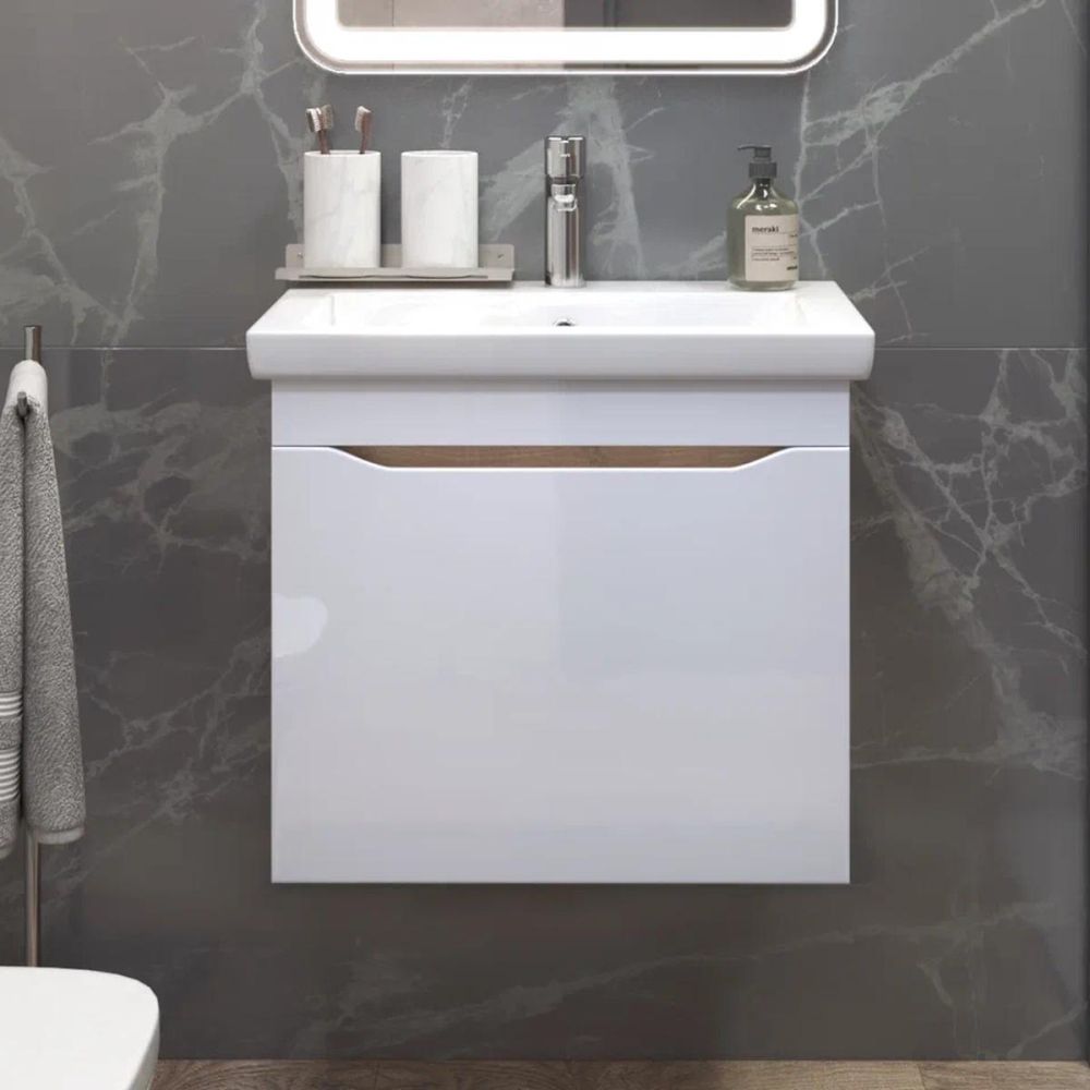 Тумба с раковиной подвесная VIGO Grani 057 дуб золотой, 60 см, артикул 057 дуб золотой-com