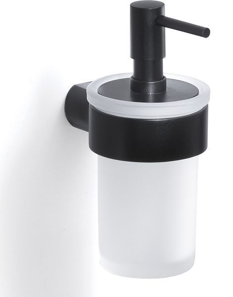 Gedy Pirenei, настенный стеклянный дозатор с пластиковой помпой, цвет черный матовый