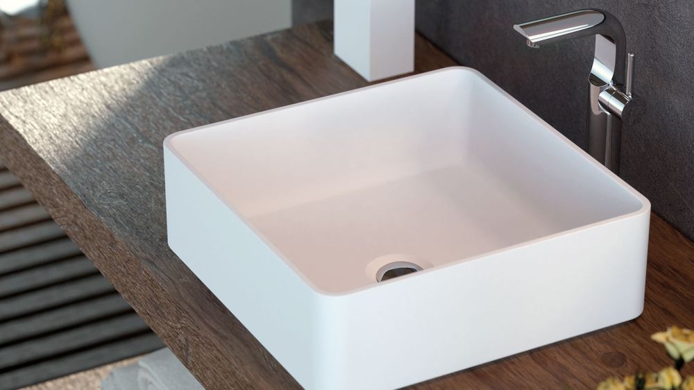 Zenon Tamesis, накладная раковина квадратной формы без отверстия под смеситель, 36х36х11,5 см, цвет белый матовый, артикул 4000.000.000.000.09368