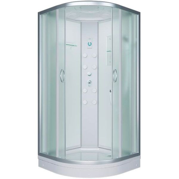 Душевая кабина Erlit Comfort ER4510P 100x100 с гидромассажем. задняя стенка Белая стекло матовое