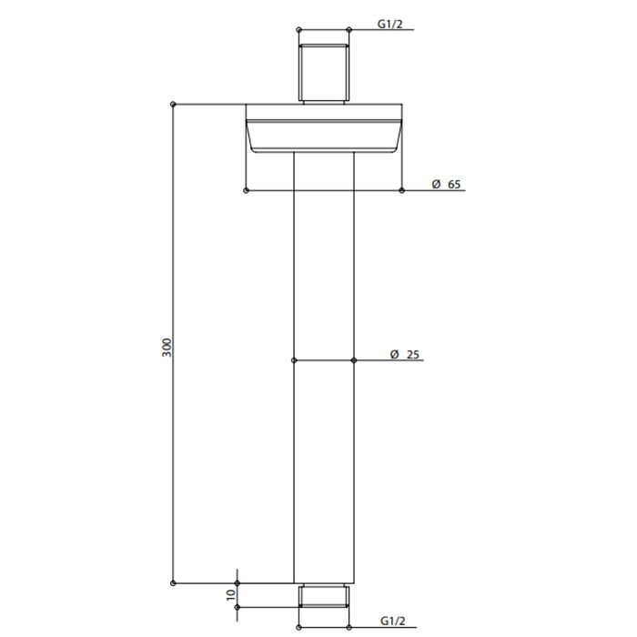 BONGIO Держатель верхнего душа 300 мм., потолочный, цвет черный матовый