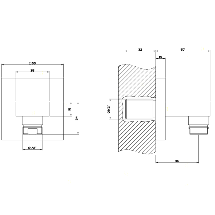 Gessi Rettangolo Вывод воды на 1/2", цвет: хром