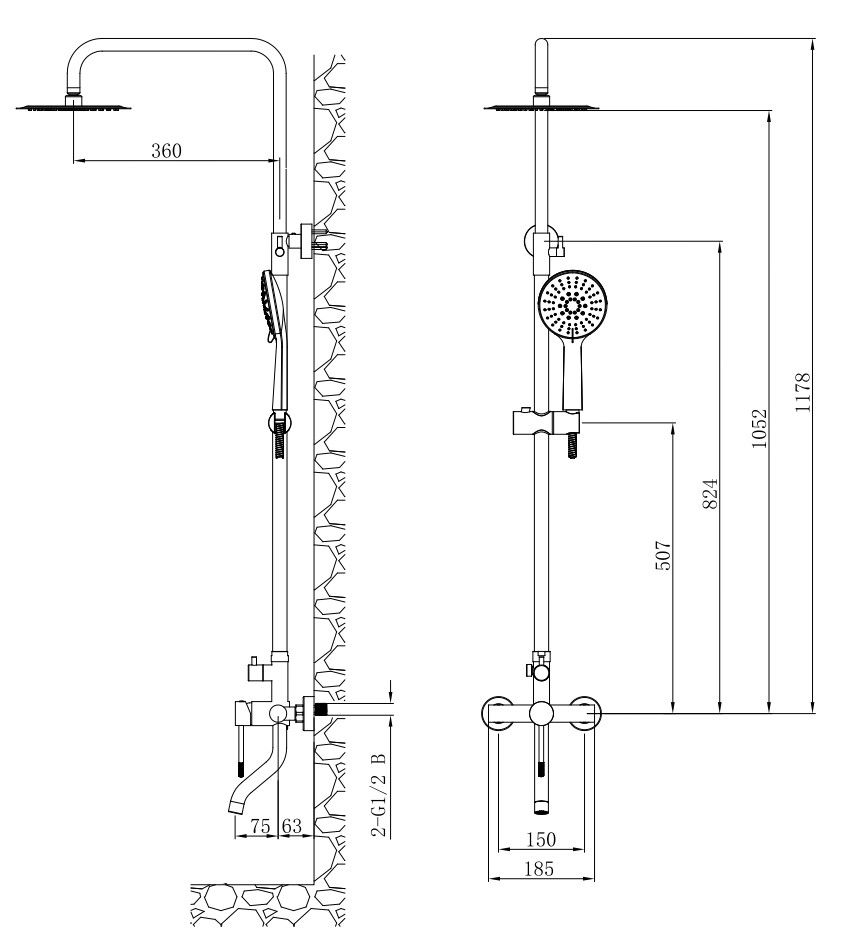 Душевая система со смесителем VESSEL Satin, артикул:VST3000S, VODA