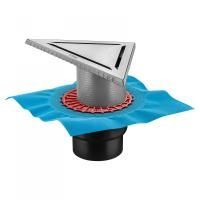 Трап BERGES водосток ZENTRUM Norma 35х25х25 угловой, матовый хром, выпуск D50/75/110 H74 вертикальный