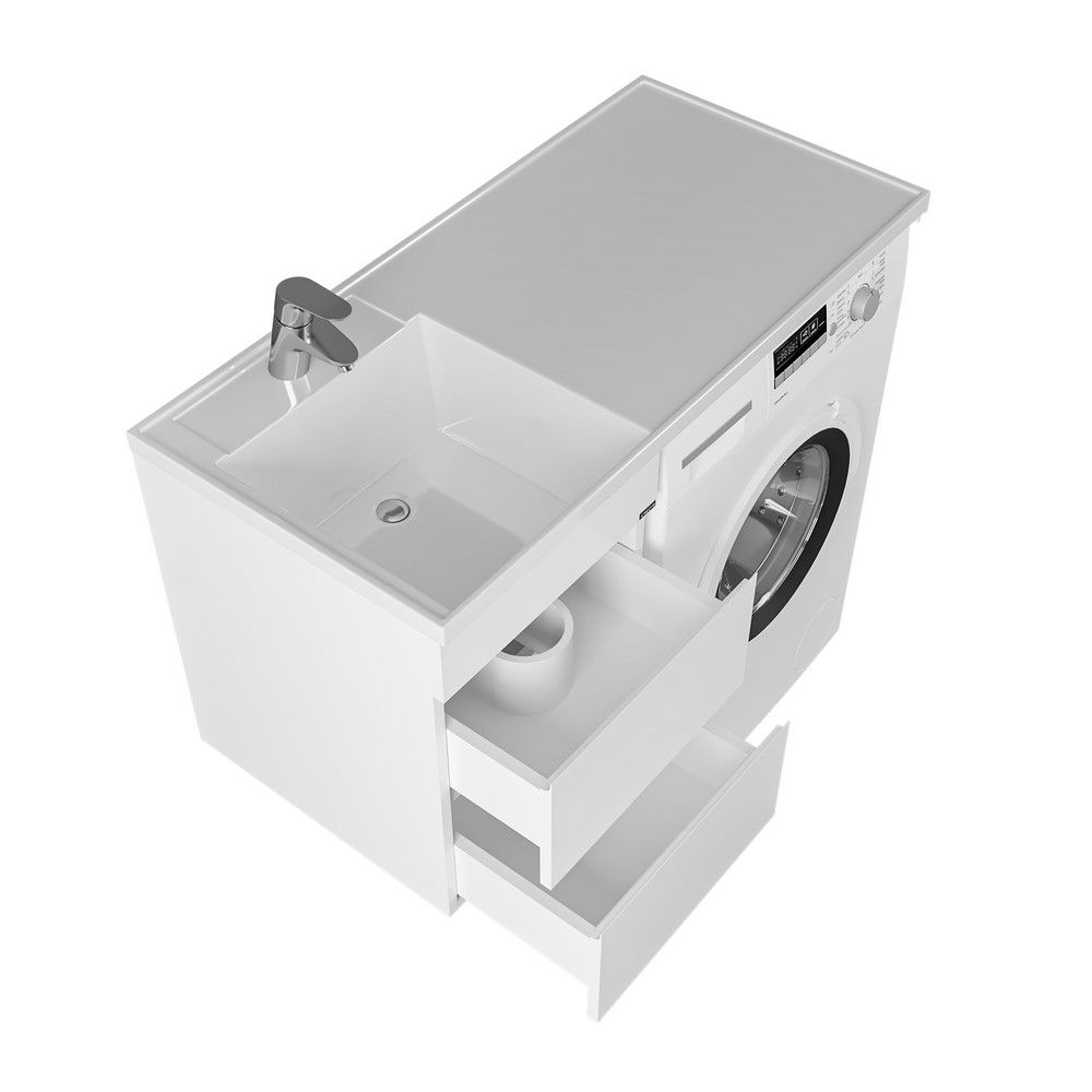 Тумба под раковину СаНта Марс-38 227004 над стиральной машиной, подвесная (ум.Лидер 1000 литой мрамор)