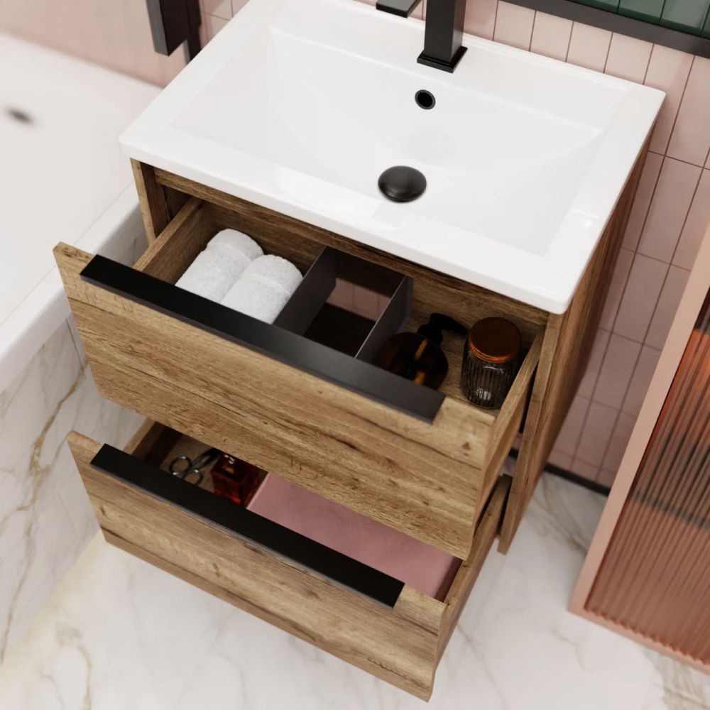 Тумба под раковину подвесная La Fenice Tesoro FNC-01-TES-DGT-60-2, табак, артикул FNC-01-TES-DGT-60-2