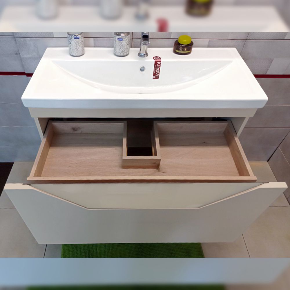 Тумба под раковину подвесная Бриклаер Брайтон бежевый, 100 см, артикул 4627125415777