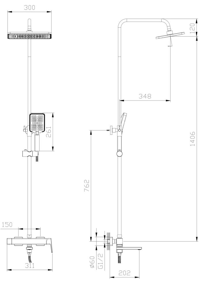Тропическая душевая система RUSH  (ST4235-90), артикул ST4235-90