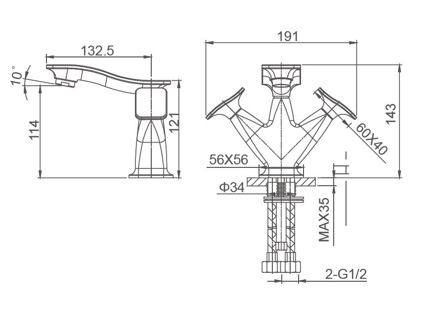 Смеситель для раковины WONZON & WOGHAND SHAKESPEARE, Хром (WW-651101-CR)