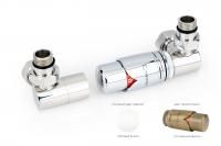 Автоматический терморегулятор 3D правый G 1/2" НР х G 3/4" НГ (набор) (Матовый белый - Состаренная бронза)