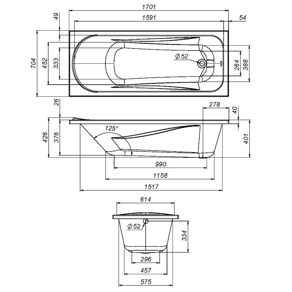 W76A-170-070W-R Sense New, каркас в комплекте с монтажным набором 170х70 W76A-170-070W-R Sense New, каркас в комплекте с монтажным набором 170х70