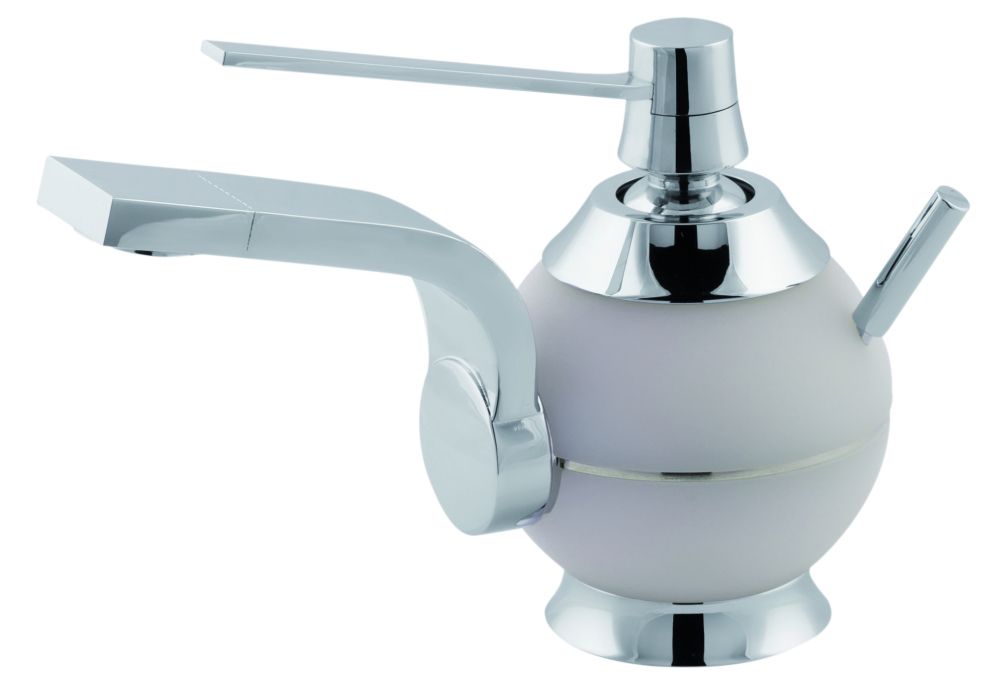 Mariner Perle, однорычажный смеситель для раковины с загнутым носом с донным клапаном, цвет белый