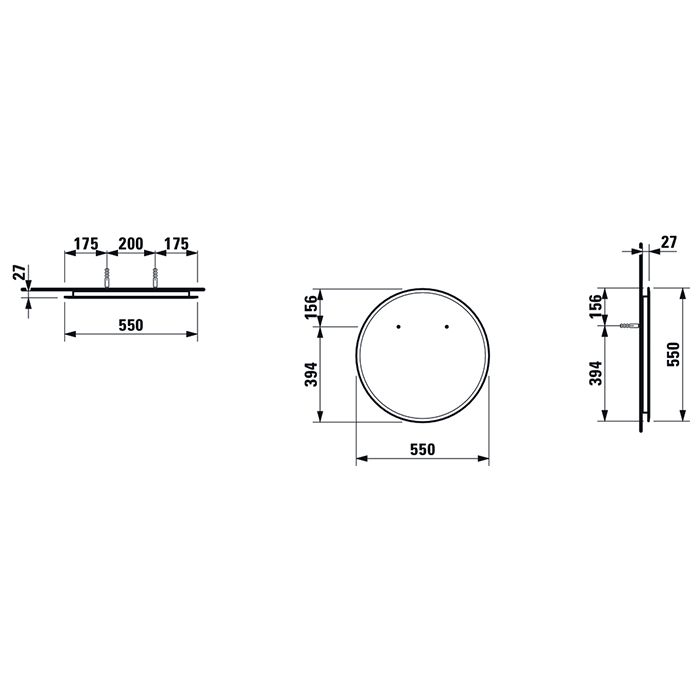 Зеркало, Laufen, Frame25, круглое, ширина, мм-550, глубина, мм-23, высота, мм-550, без подсветки