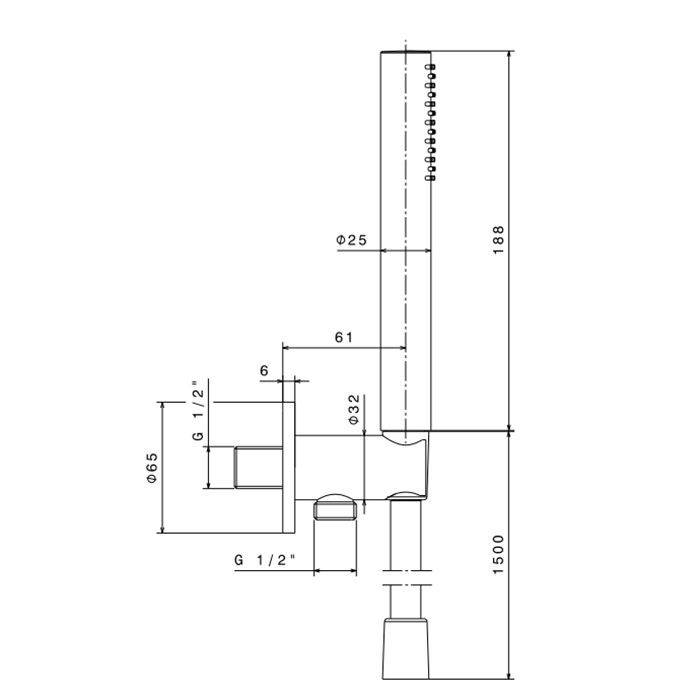 Newform X-STEEL 316 Ручной душ, кронштейн-уголок 1/2", шланг: 150 см, цвет: INOX