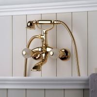 Bongio Rivoli Смеситель для ванны настенный,  с ручным душем, цвет золото/cristallo 00