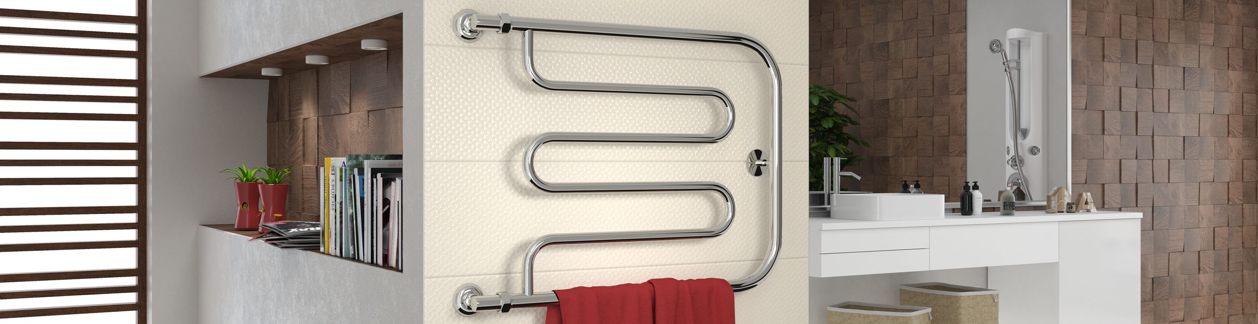 Полотенцесушитель "СТИЛЬЕ" ТАНДЕМ 500х500 резьба-сгон 1" (Без покрытия)