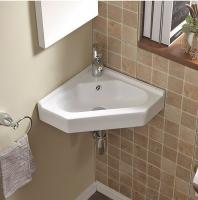 Раковина керамическая угловая AM-7012-COR, цвет белый, 550х385х170