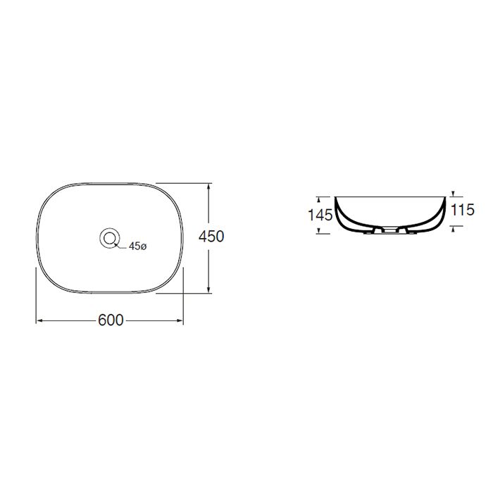 AZZURRA ELEGANCE SOFT раковина накладная 60х45х115см без отв. под смеситель , цвет белый