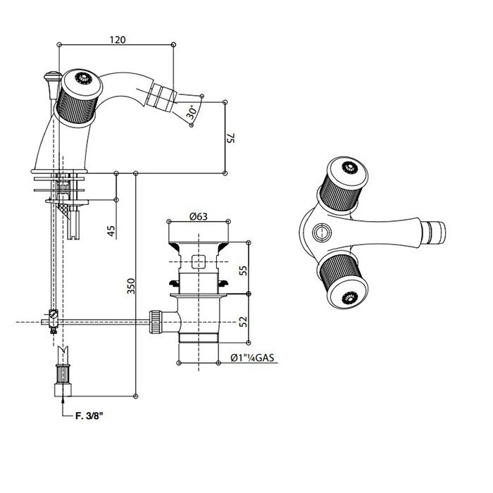 Bongio Impero Смеситель для биде, цвет хром/Swarovski