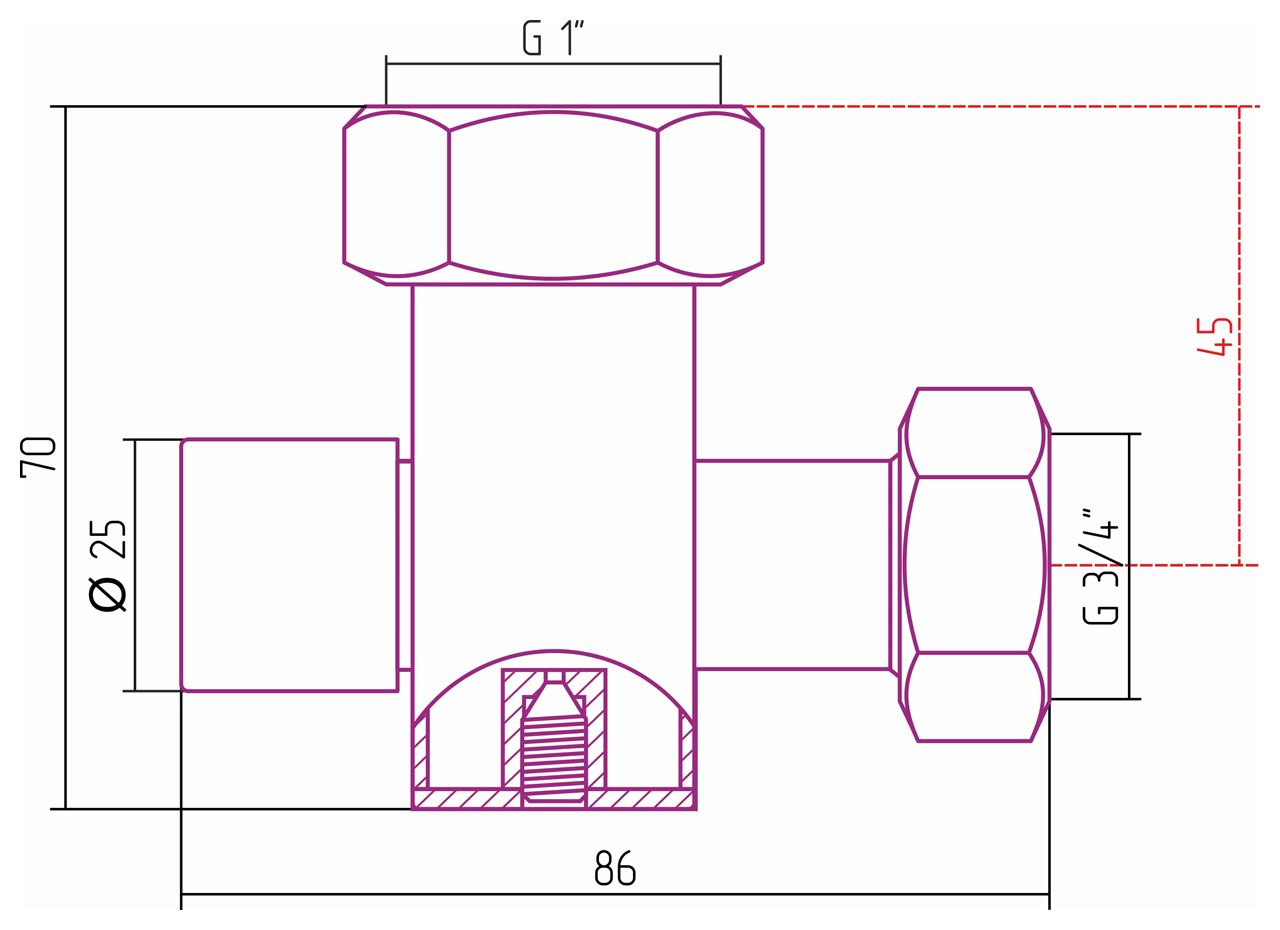 Вентиль с клапаном запорный (скрытый) G 1" НГ х G 3/4" НГ (Без покрытия) Вентиль с клапаном запорный (скрытый) G 1" НГ х G 3/4" НГ (Без покрытия)