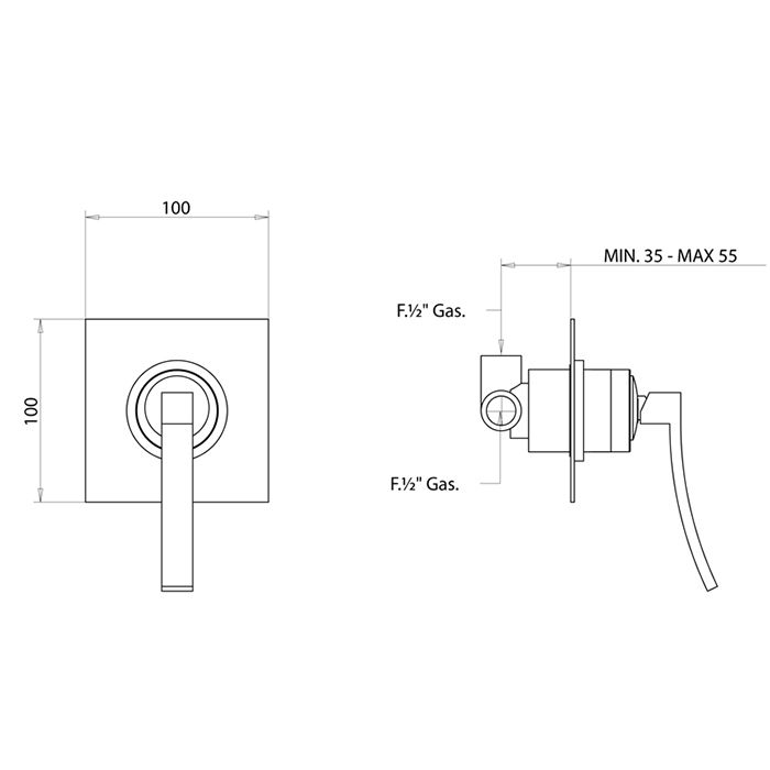 Bongio Riva HT Встраиваемый смеситель для душа, цвет хром