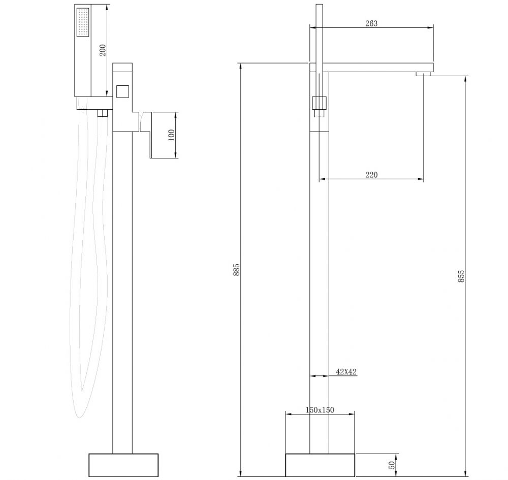 Смеситель ABBER Daheim AF8215 напольный, хром Смеситель ABBER Daheim AF8215 напольный, хром