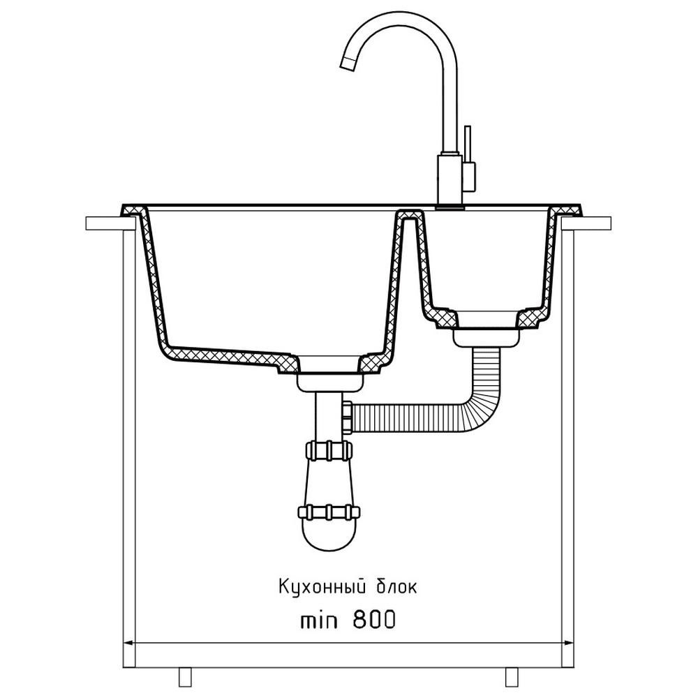 Кухонная мойка GranFest QUADRO 610K, иней, артикул Q-610K иней