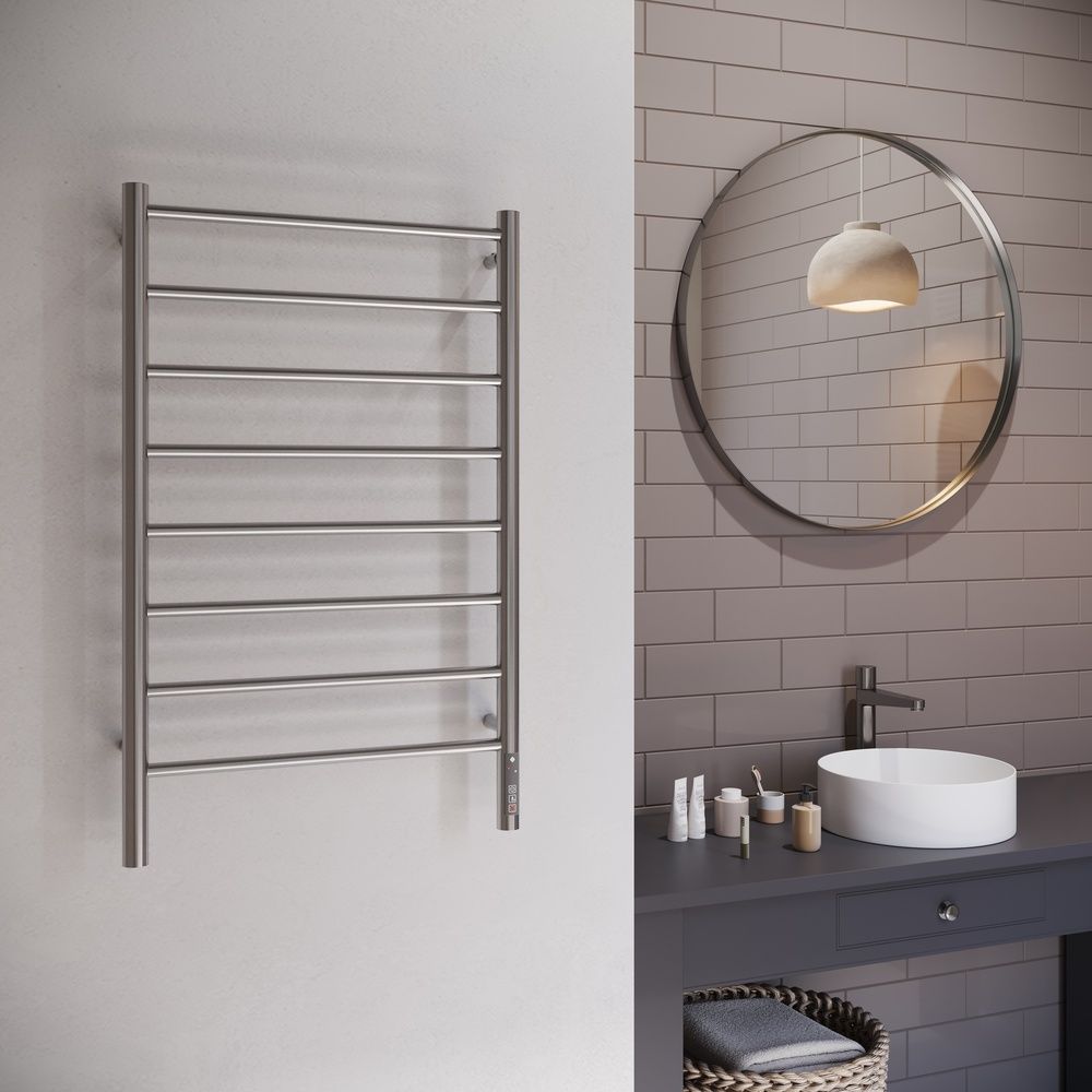 Полотенцесушитель электрический Terminus Аврора П8 50х85 quick touch, оружейная сталь, артикул 4670078566232