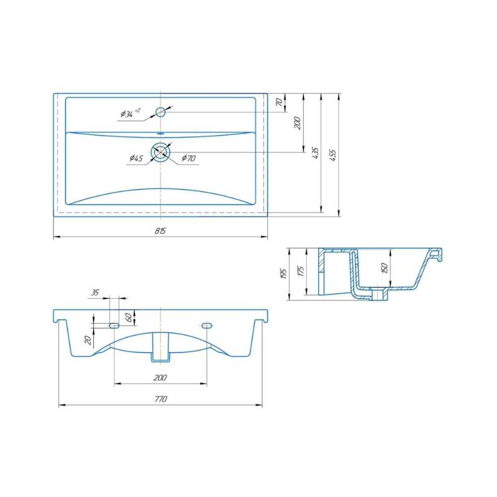 Раковина Kirovit Фостер 800, 81,5 см, артикул Фостер 800