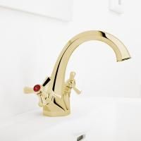 Stella Eccelsa Смеситель для раковины на 1 отверстие 3217M, с донным клапаном, цвет: золото 24К