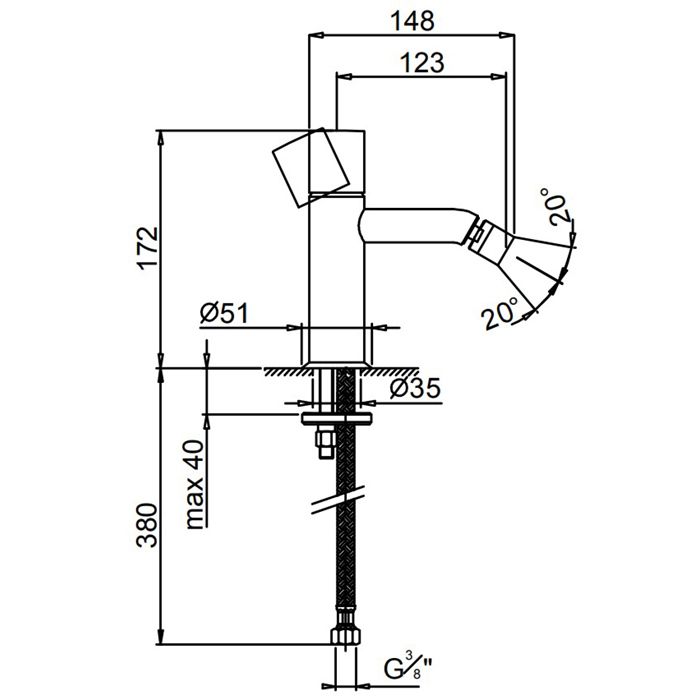 Fantini Nostromo Смеситель для биде, 1 отв., без донного клапана, цвет: нержавеющая сталь