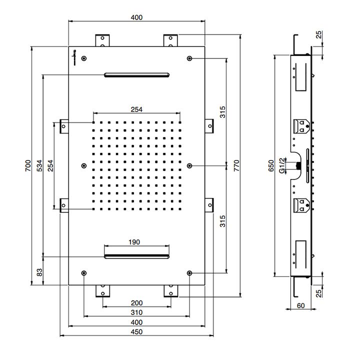 FIMA|Carlo Frattini Wellness Верхний душ Harmonia 700x400 мм., встраиваемый в потолок, 2 режима: дождь, 2 каскада; нержавеющая сталь, цвет хром