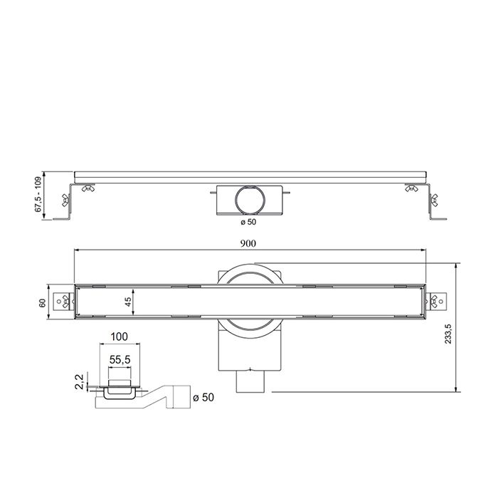 Plumberia Selection Трап душевой PS LINEAR 6x90 2устор. накладка из нерж.стали, комбинир.затвор с горизонт. Выпуском Ду 50мм,40л/мин, браш.нерж.сталь Plumberia Selection Трап душевой PS LINEAR 6x90 2устор. накладка из нерж.стали, комбинир.затвор с горизонт. Выпуском Ду 50мм,40л/мин, браш.нерж.сталь