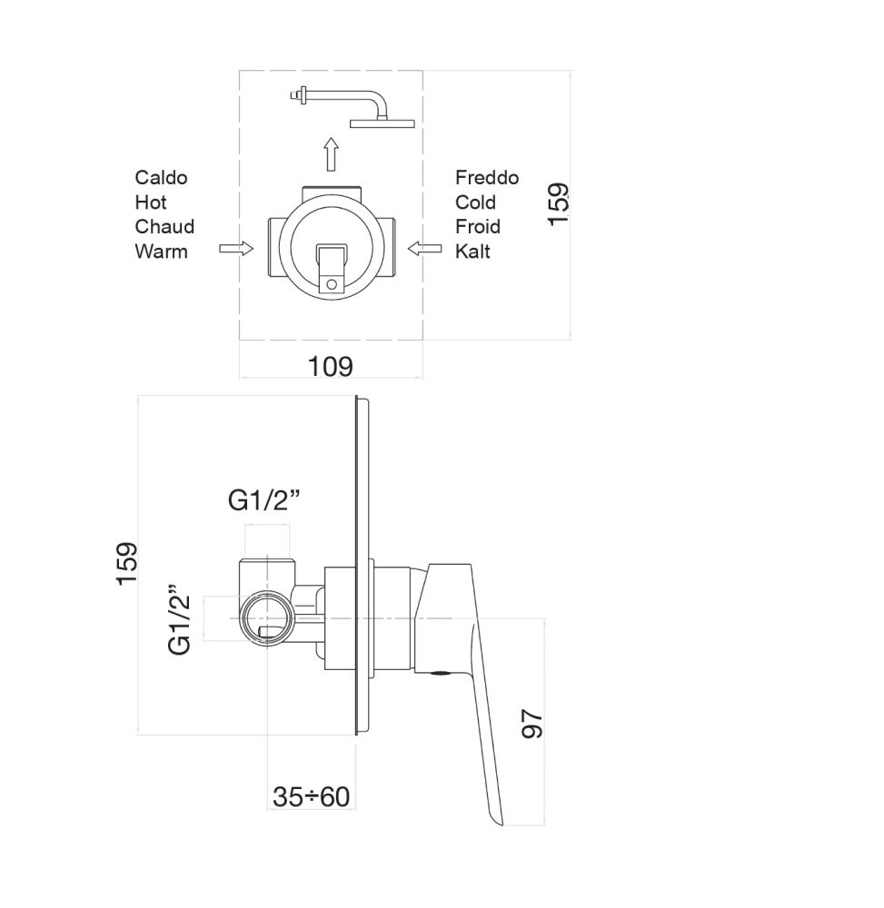 Смеситель для душа Fiore KEVON 81BB6515, белый, артикул 81BB6515