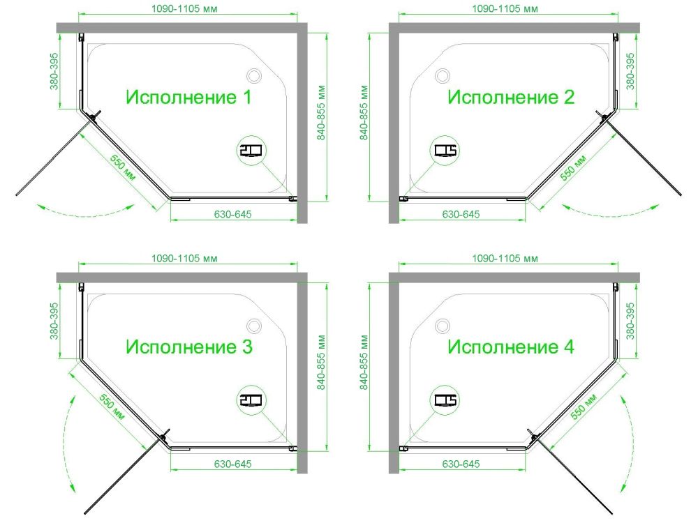 Душевой уголок Royal Bath RB 1185TR-T-BL  85х110х200 (прозрачное), артикул RB1185TR-T-BL