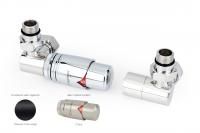 Автоматический терморегулятор 3D левый G 1/2" НР х G 3/4" НГ (набор) (МУАР Темный Титан - Сталь)