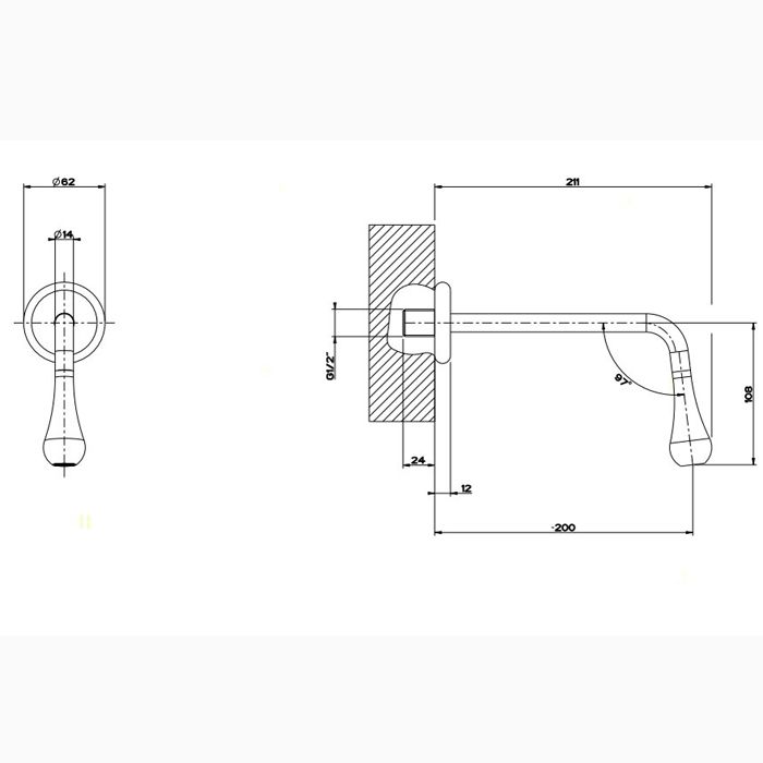 Gessi Goccia Настенный излив 200мм, для монтажа с удаленным управлением 33700/33743 (не входит в комплект), цвет: хром