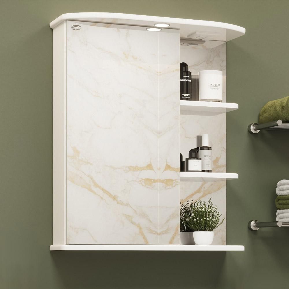 Шкаф-зеркало Onika Карина 60 белый, левый, с подсветкой